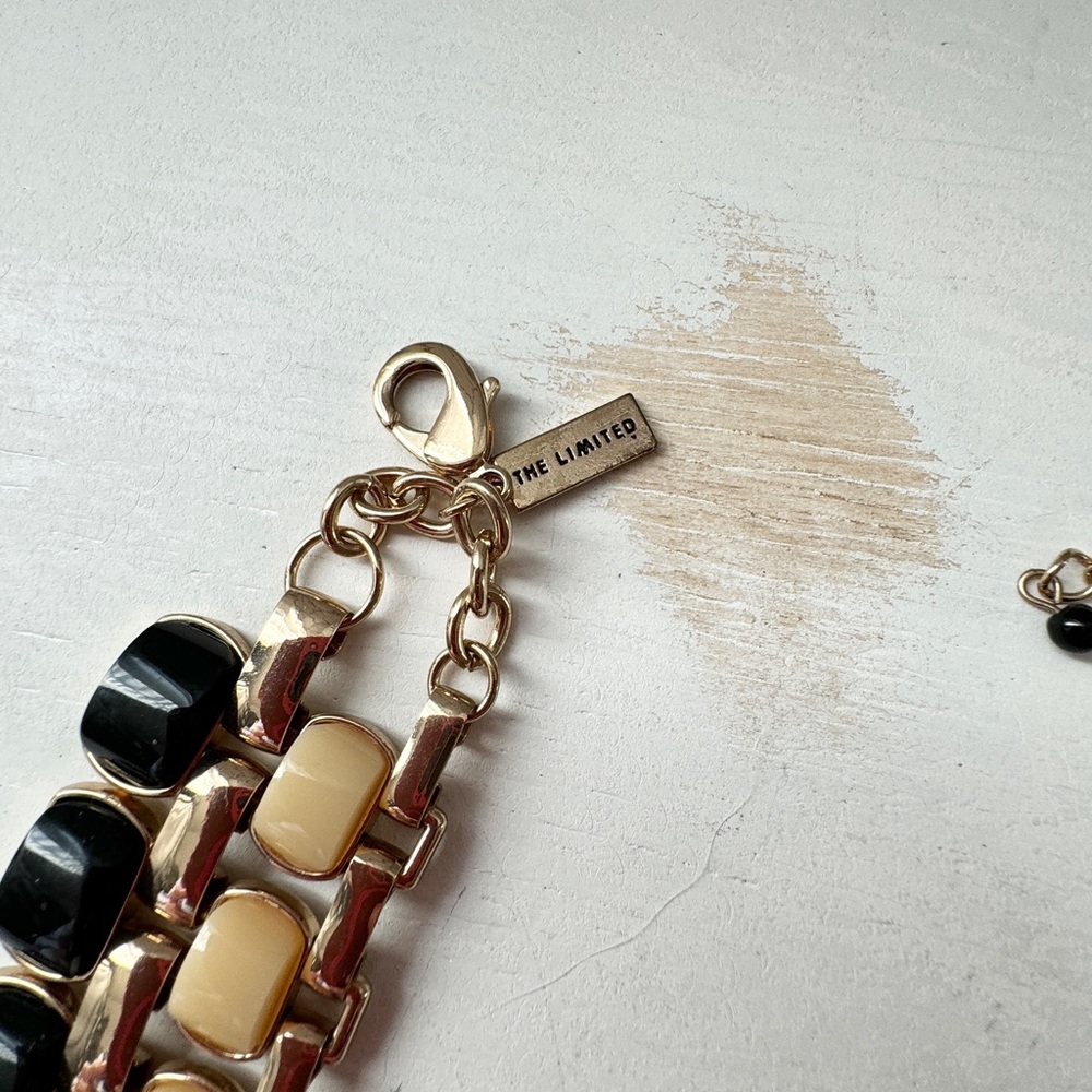 Retro The Limited Gold Tone with Black and Cream Lucite Statement Necklace - Picture 10 of 13